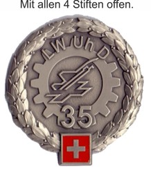 Bild von Luftwaffenunterhaltsdienst 35 Silber Béretemblem. Mit allen 4 Stiften offen. Auf Styropor aufgesteckt für den Versand..
